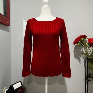 NEW Willi Smith Merino Wool Cable Knit Scoop Neck Chunky Ribbed Sweater Sz S Re…